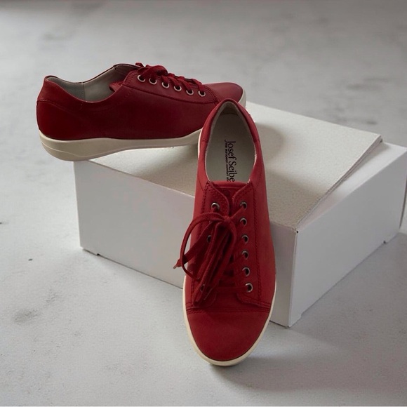 Josef Seibel Canyon Sneakers | Red Leather Comfort Shoe – EU 37 US 6.5/7 - Picture 2 of 5